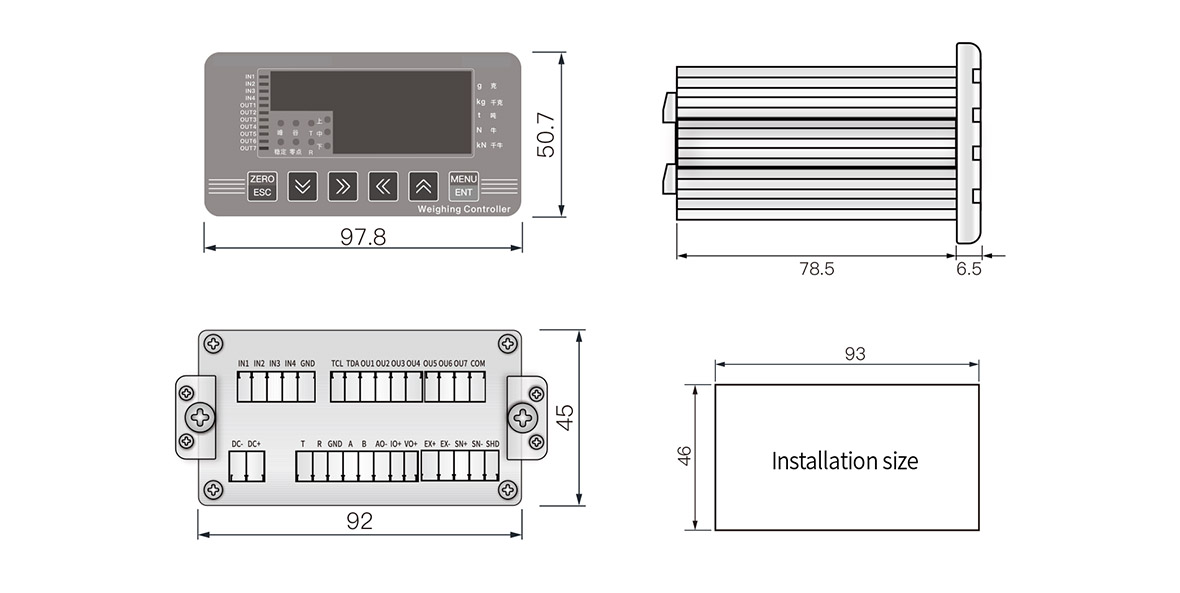 Panel Mount Load Cell Display